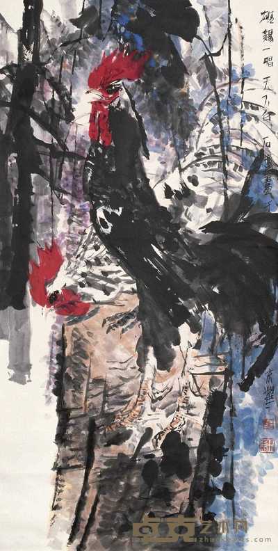 石齐 雄鸡一唱天下白 立轴 137×69cm